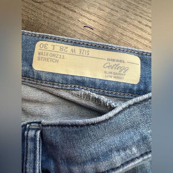 Diesel Getlegg Slim Skinny Low Waist Distressed Jean Size 28 - Picture 2 of 11